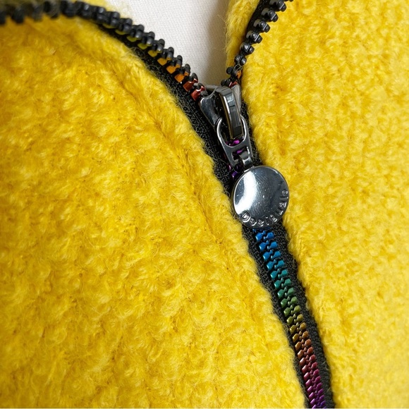 Desigual Yellow Wool Blend Land Abrig Coat Mustard Metallic Zip NWOT 44 - Picture 7 of 12